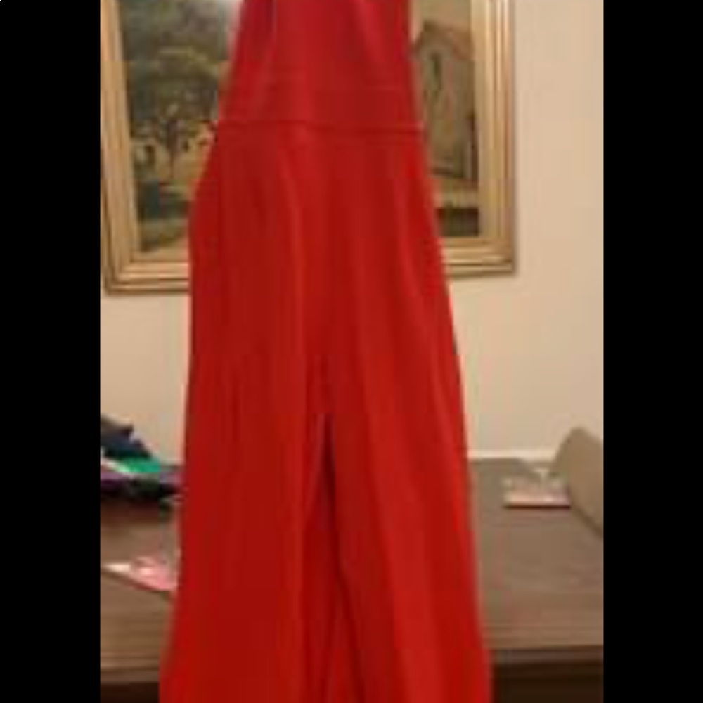 NY & Company Gabrielle Union Red Halter Jumpsuit